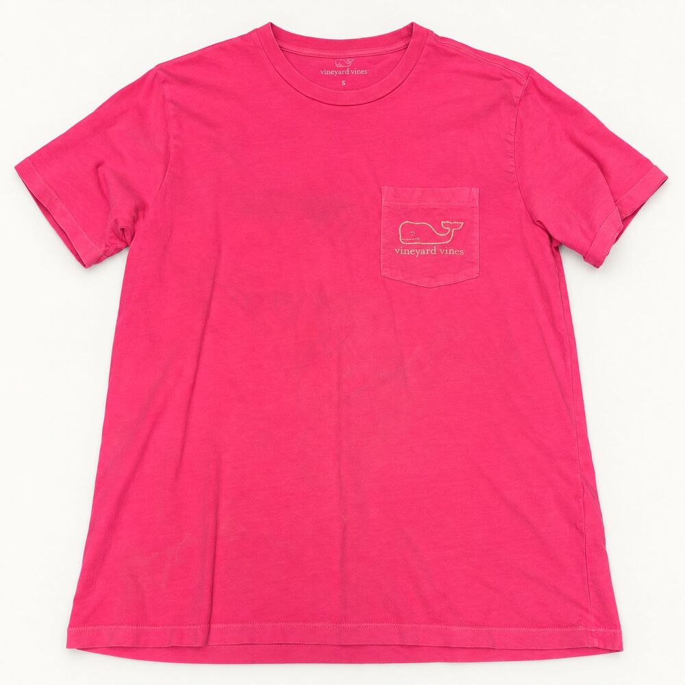 Vineyard Vines Pocket T-Shirt Whale Graphic Back Logo Pink 100% Cotton S
